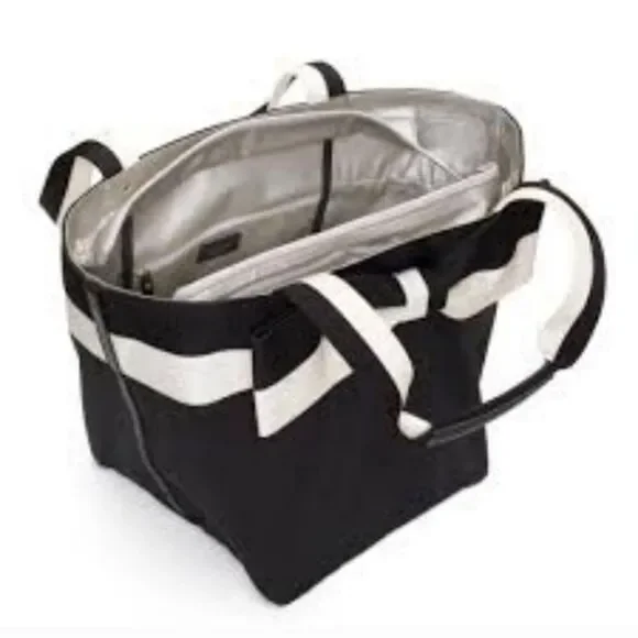 𝅺KATE SPADE BARROW STREET ANABEL BLACK WITH IVORY TRIM DIAPER BAG - Picture 4 of 16